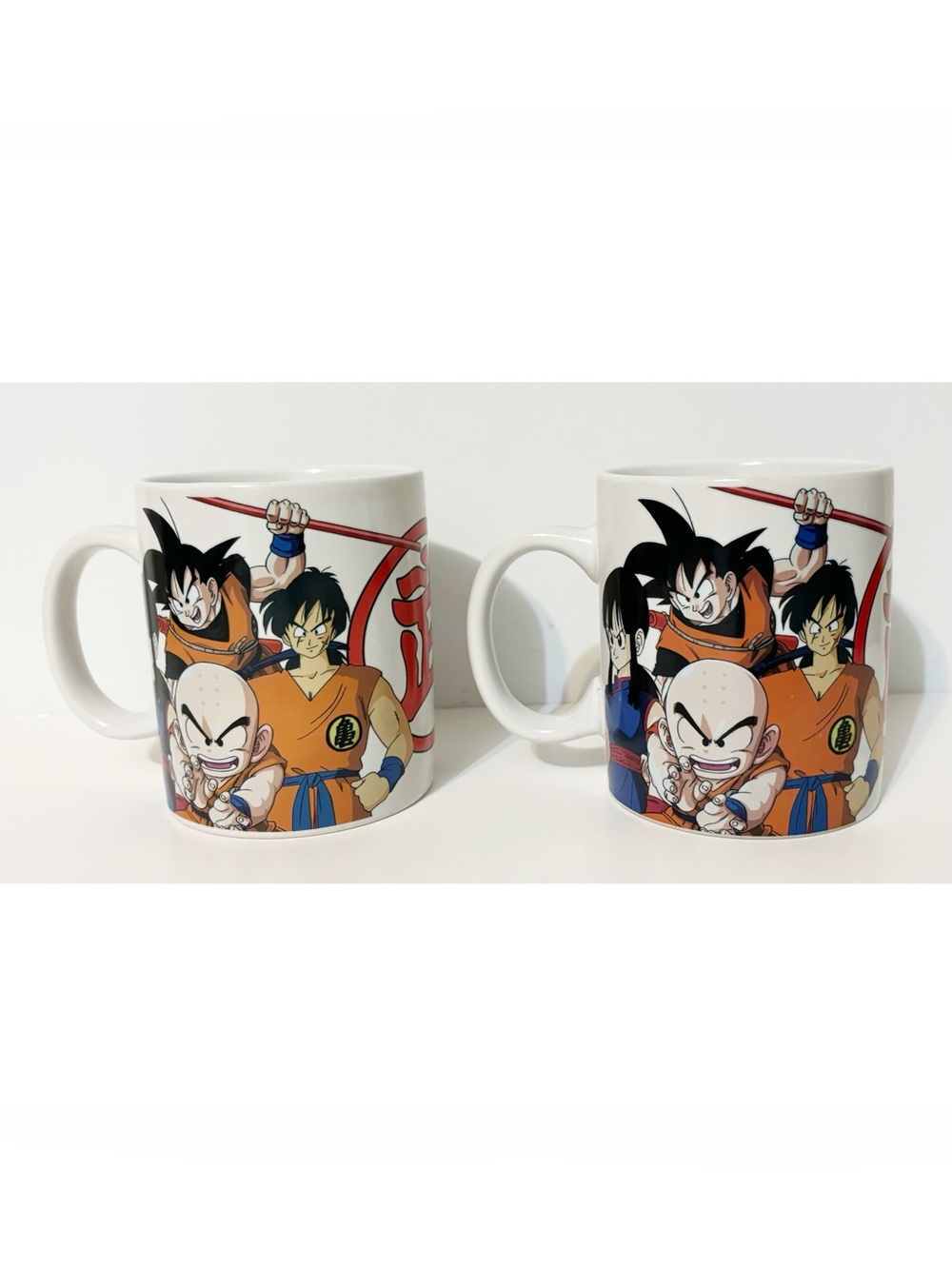 2 Dragon Ball Z White Ceramic Mugs 16oz Coffee Cups Featuring Goku & Friends NEW